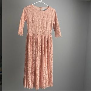 Blush lace midi dress